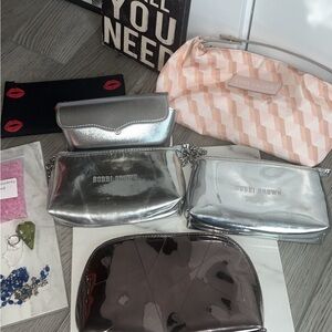 Bobbi Brown Metallic Silver Cosmetic Bag Collection